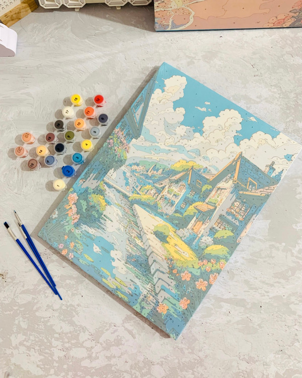 نقاشی بومی ابرنگی اعداد منظره