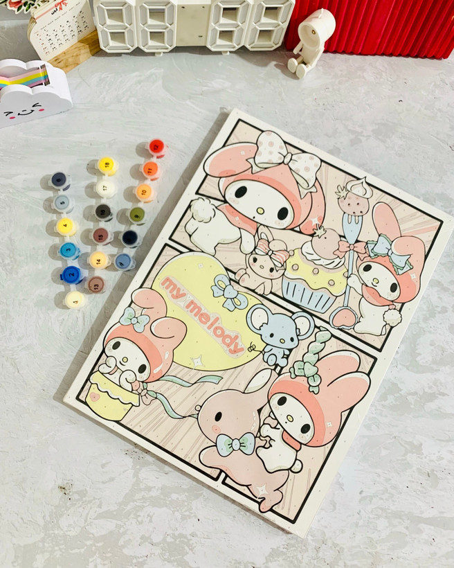 نقاشی ابرنگی با اعداد روی بوم