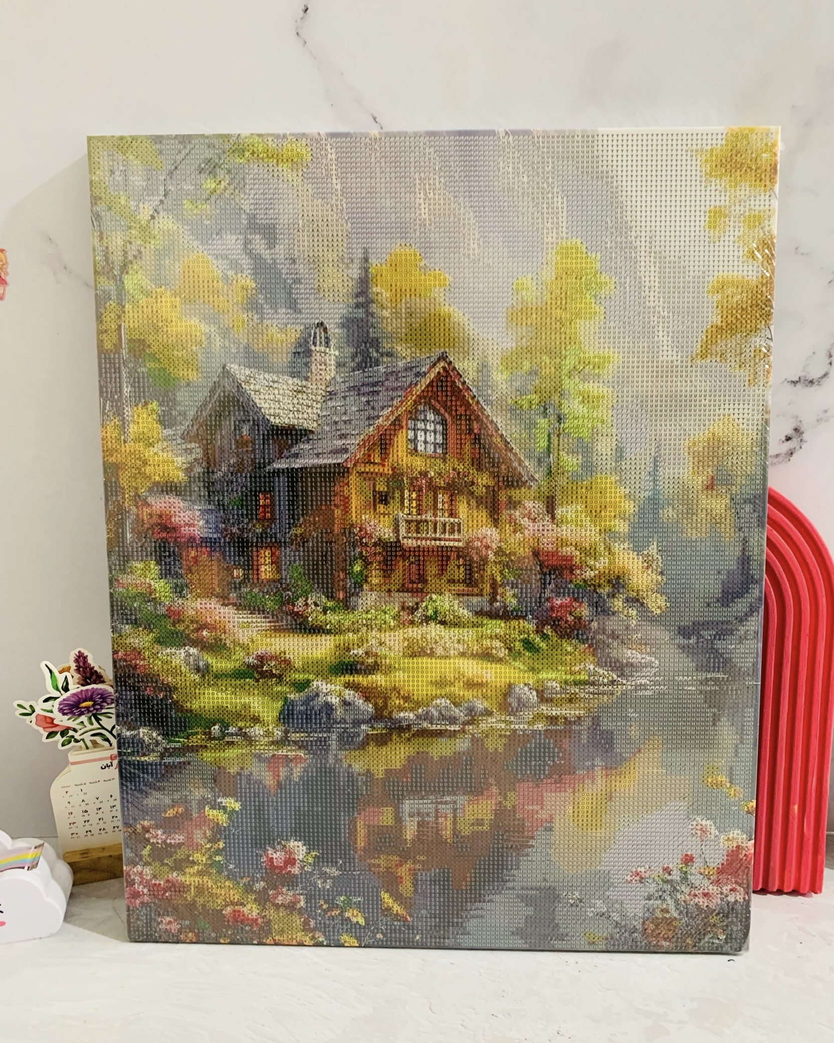 تابلو الماسی کلبه و منظره رودخانه